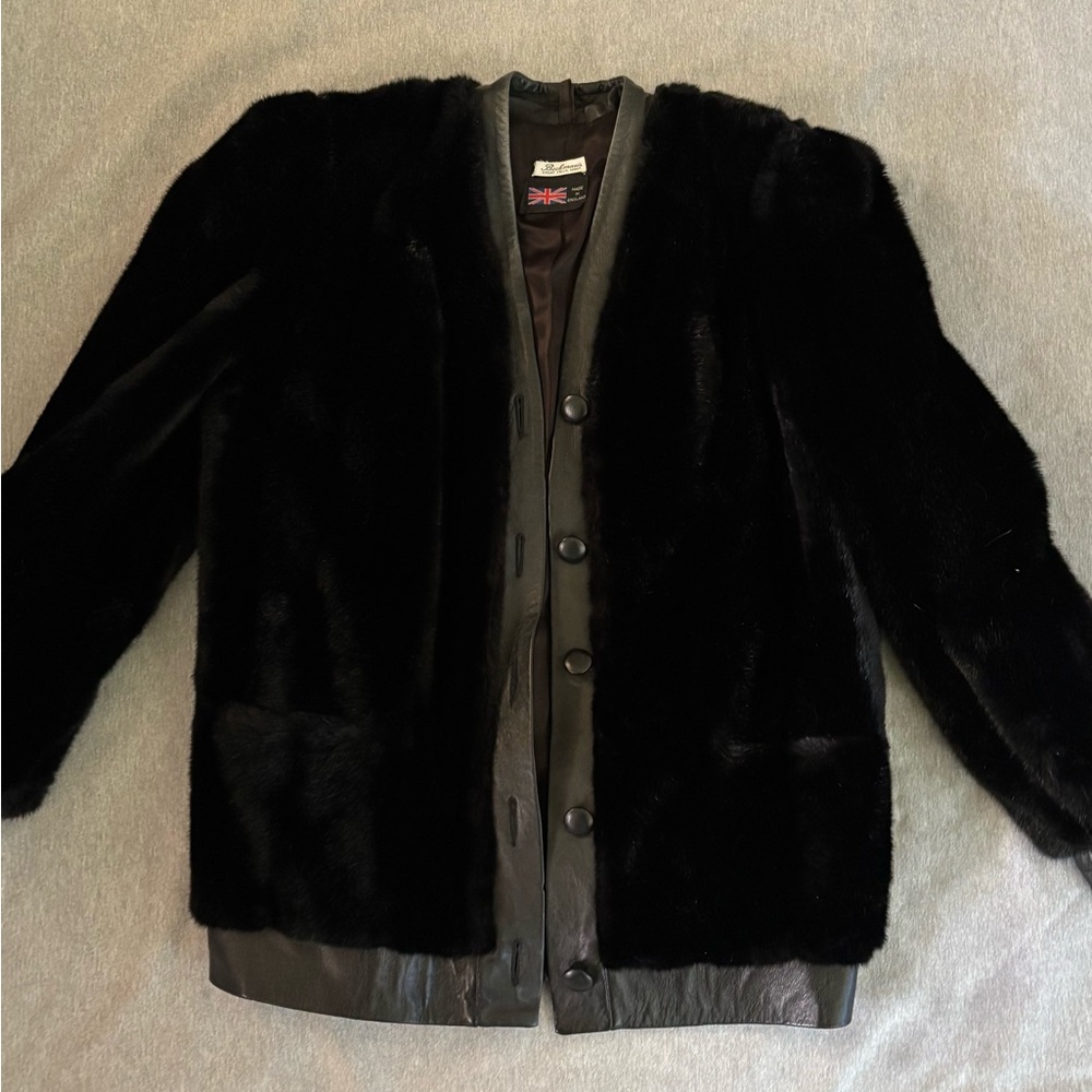 Beckman's Black Faux Fur and Leather Coat